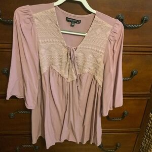 Living Doll Top Pink Lace 1X XL